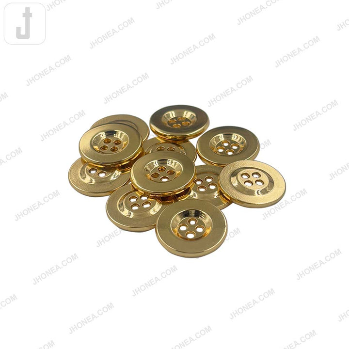 Premium Shiny Finish 4-Hole Hollow Metal Buttons for Jackets/Coats/Blazers