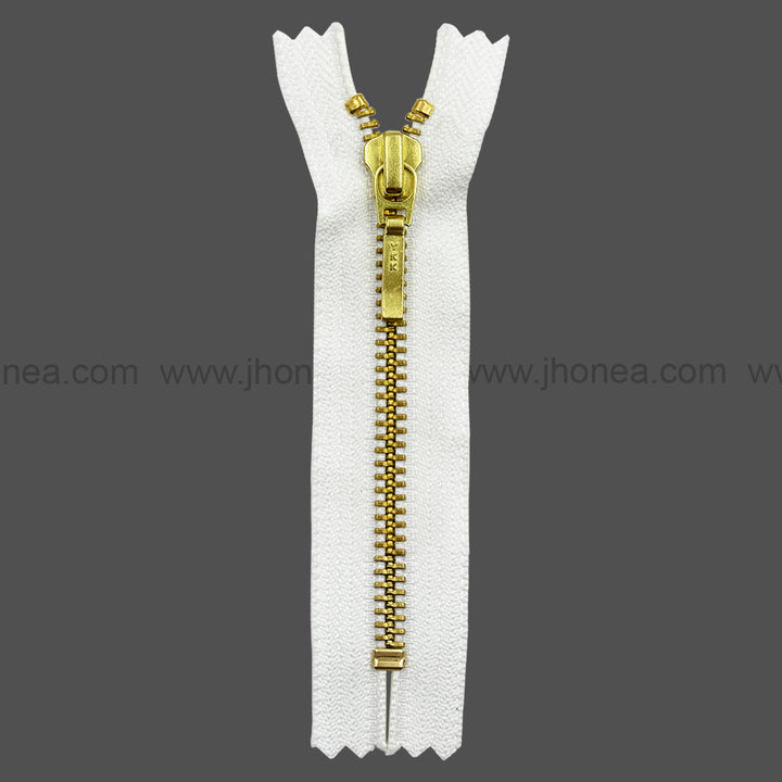 YKK- #5 Quality Designer Gold with Black/White YKK Metal Zipper for Jackets