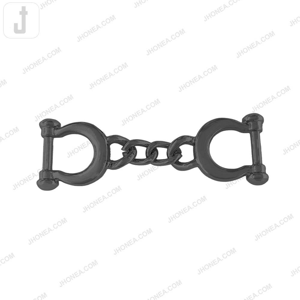Shiny Black Nickel (Gunmetal) Handcuffs Design Decorative Shoe Buckle
