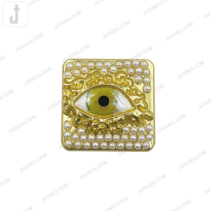 Statement Matte Finish Pearl Eye Designer Metal Button