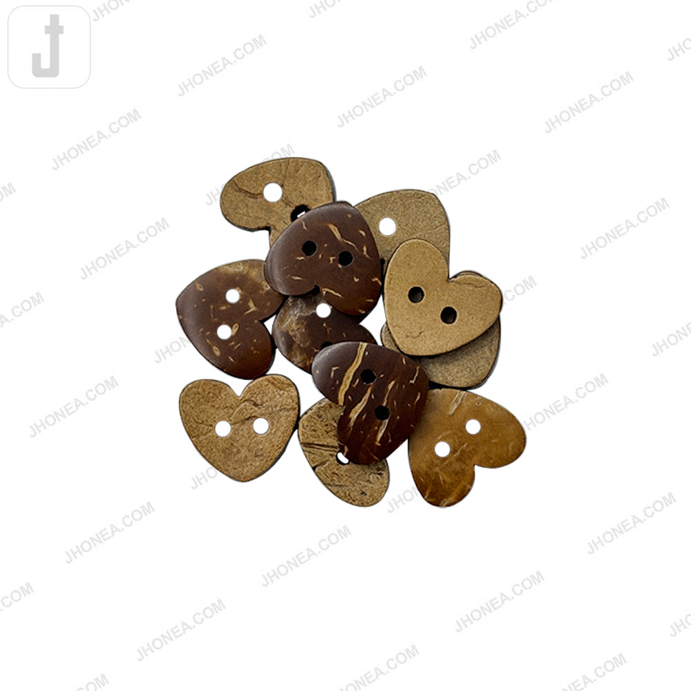 2-Hole Heart Shape Natural Coco Buttons for Sweaters