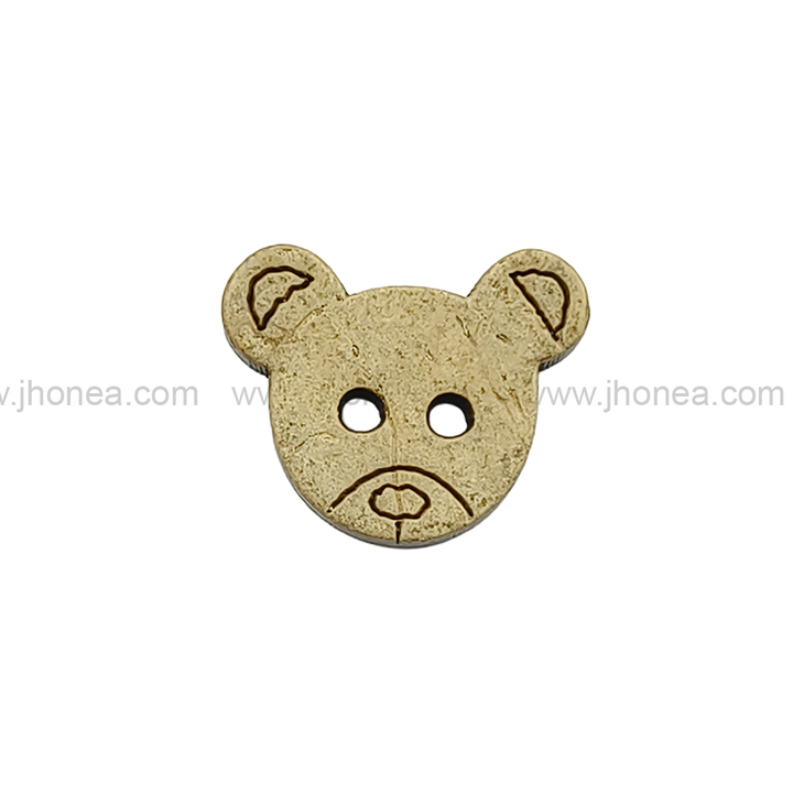 Teddy Bear Shape 2-Hole Natural Coco Button