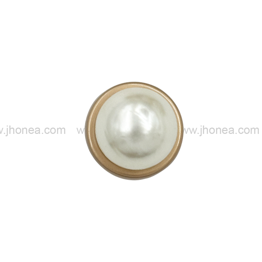 11mm (18L) Matte Gold Round Shape Pearl Metal Button