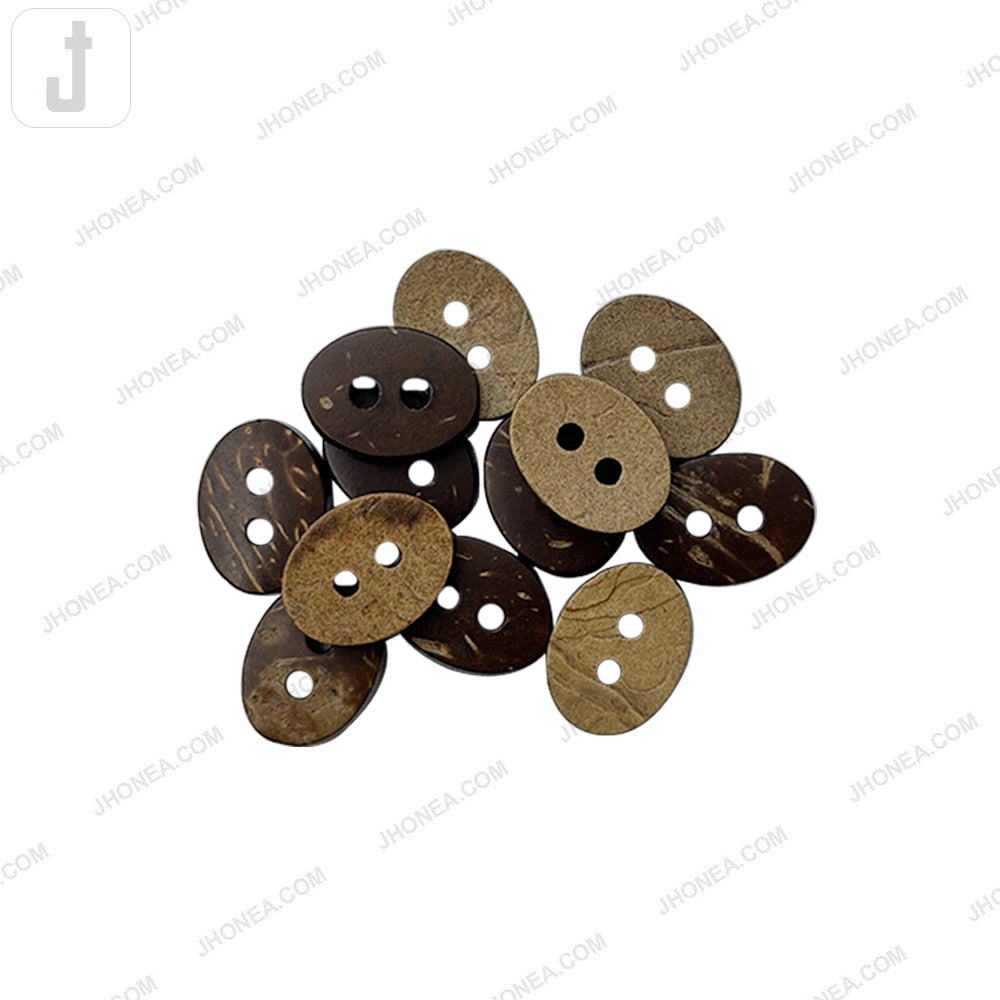 Natural 15mm Oval 2 Hole Coco Shell Buttons