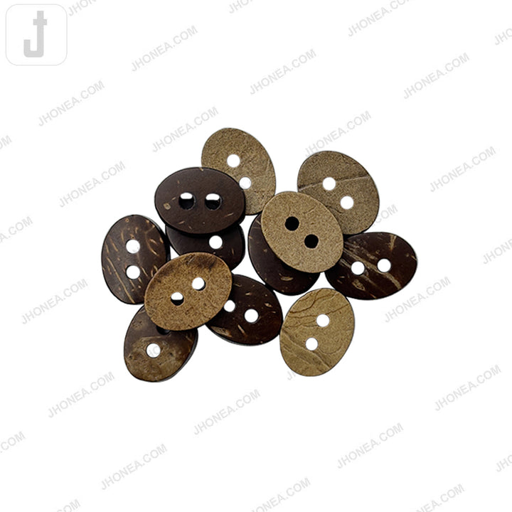 Natural 15mm Oval 2 Hole Coco Shell Buttons