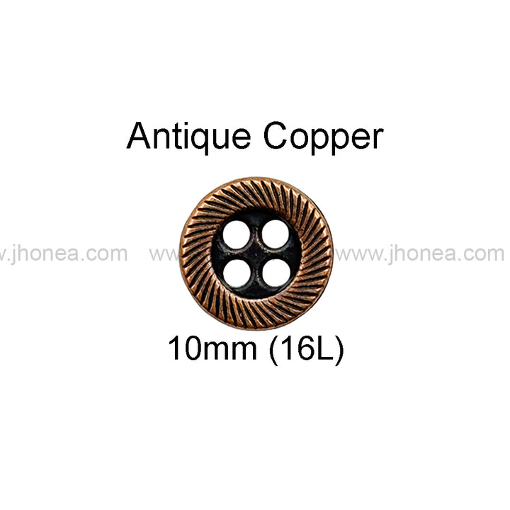 Rounded Rim 4-Hole Shirt/Kurta Metal Buttons