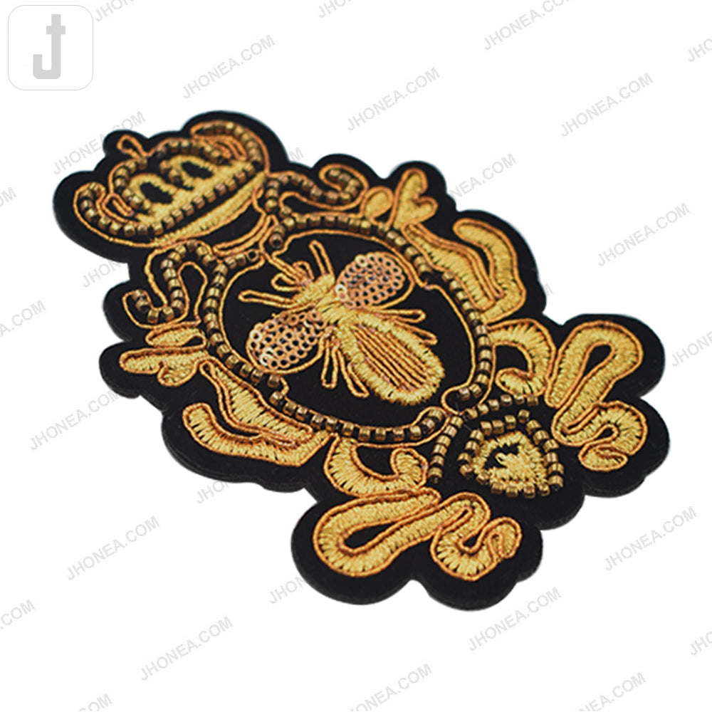 Bright Metallic Gold with Black Designer Blazer/Suit Patch