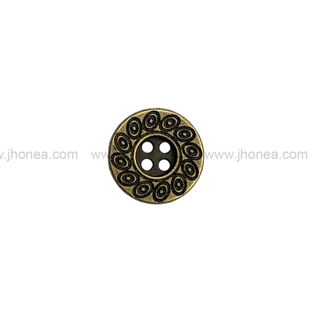 Beautiful Eye-Catching Engraved Design Antique Brass 4-Hole Metal Buttons