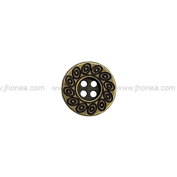 Beautiful Eye-Catching Engraved Design Antique Brass 4-Hole Metal Buttons