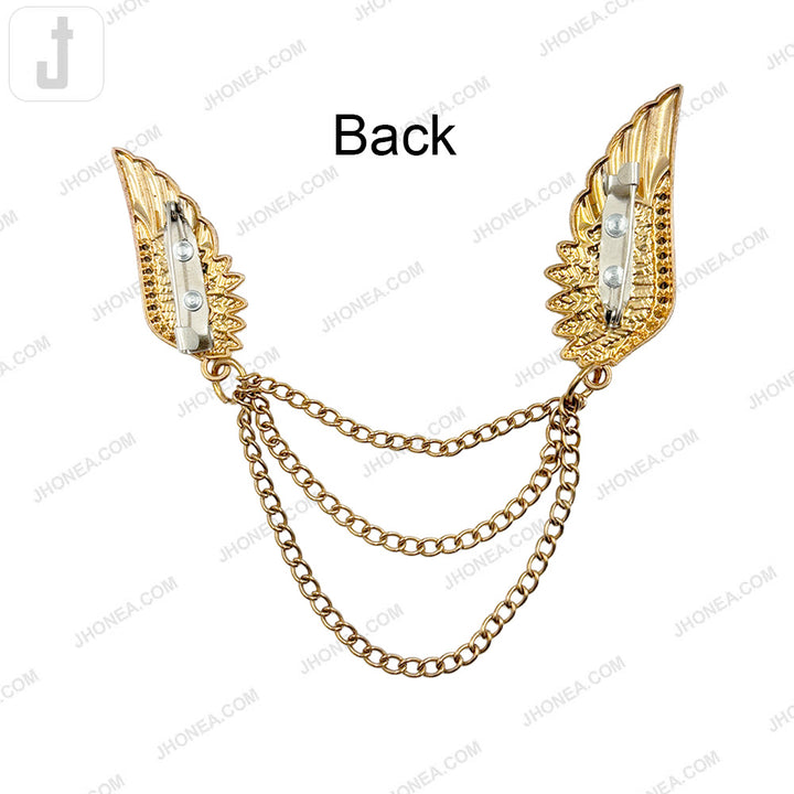 Elegant Triple Chain Hanging Wing Brooch