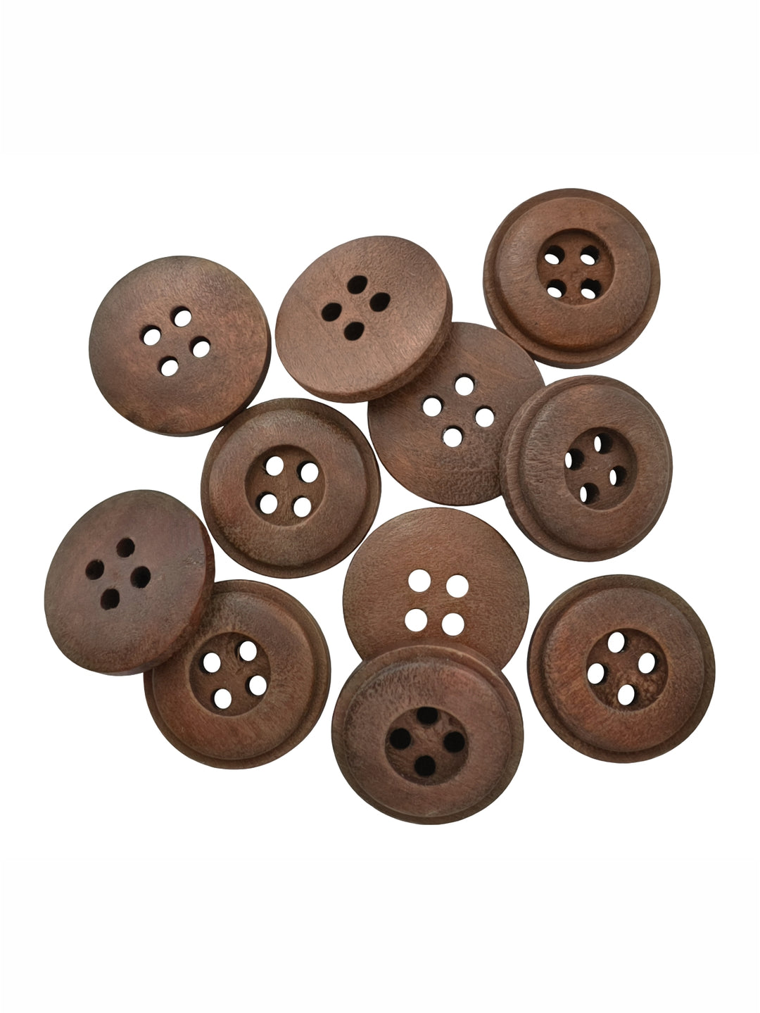 Classic 4-Hole Wooden Button with Rounded Rim Design