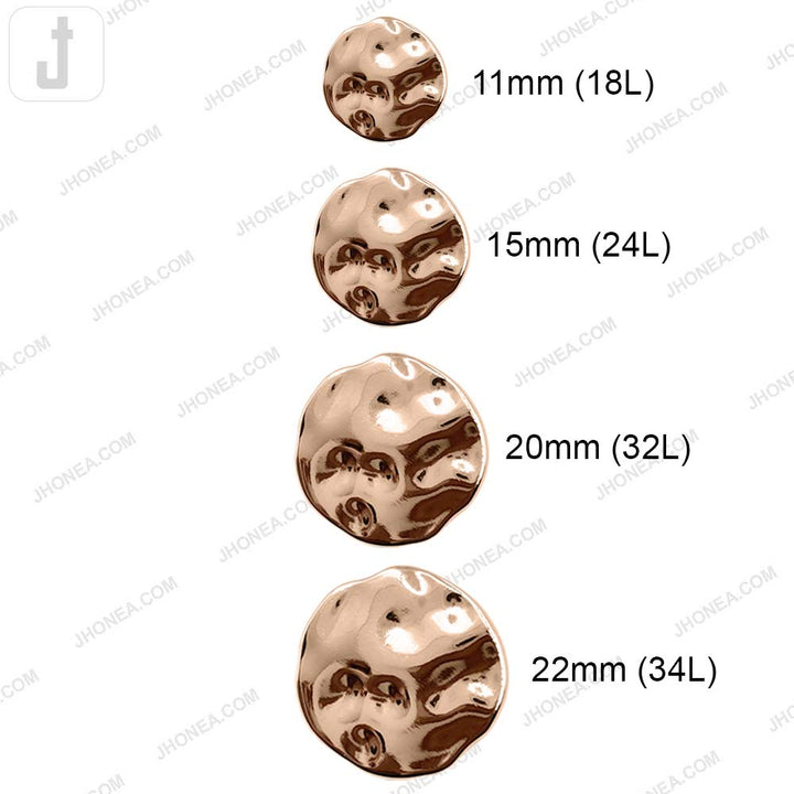 Elegant Round Shape Uneven Surface Shiny Metal Loop Buttons