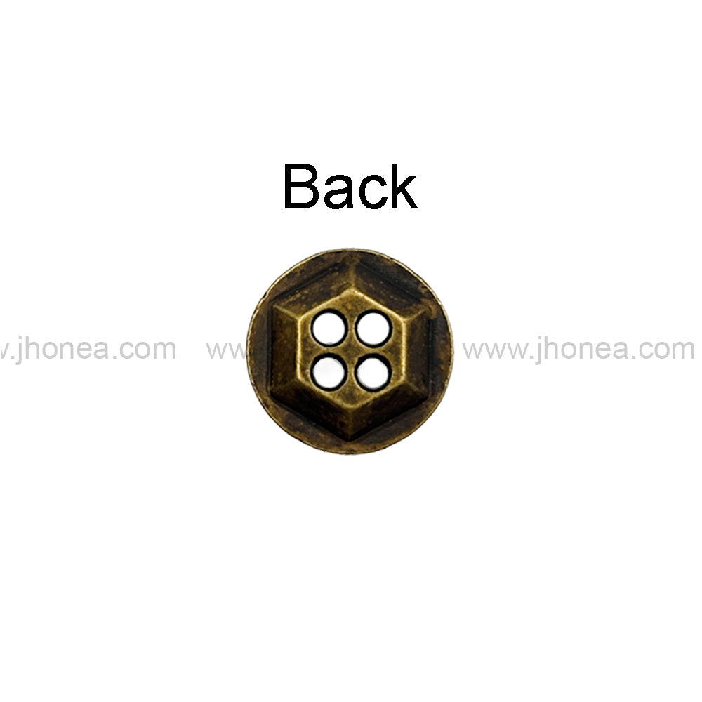 Solid Design Geometric Pattern 4-Hole Metal Shirt Buttons