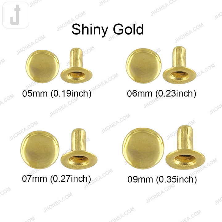 Elegant Solid Brass Flat Rivets for Denim/Leather/Bags/DIY Craft Projects
