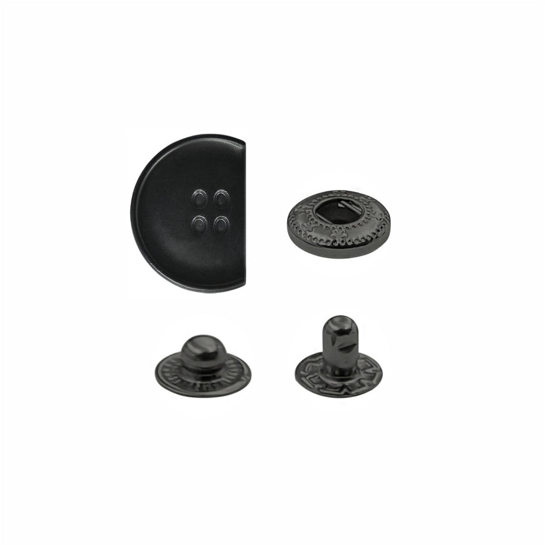 Classic Black Metal 4 Part Snap Button Fasteners for Clothing/Bags/Leather