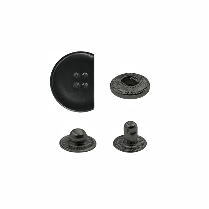 Classic Black Metal 4 Part Snap Button Fasteners for Clothing/Bags/Leather