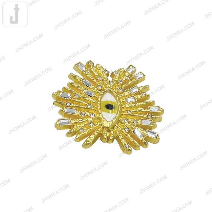 Luxurious Eye Diamond Accent Alloy Pin Brooch in Matte Dark Gold