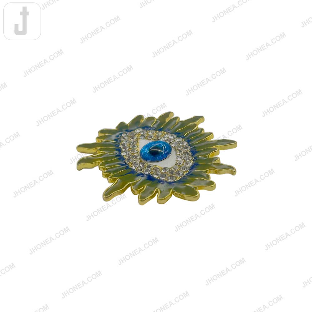 Artistic Gold Finish Blue Eye Enamel Brooch Pin