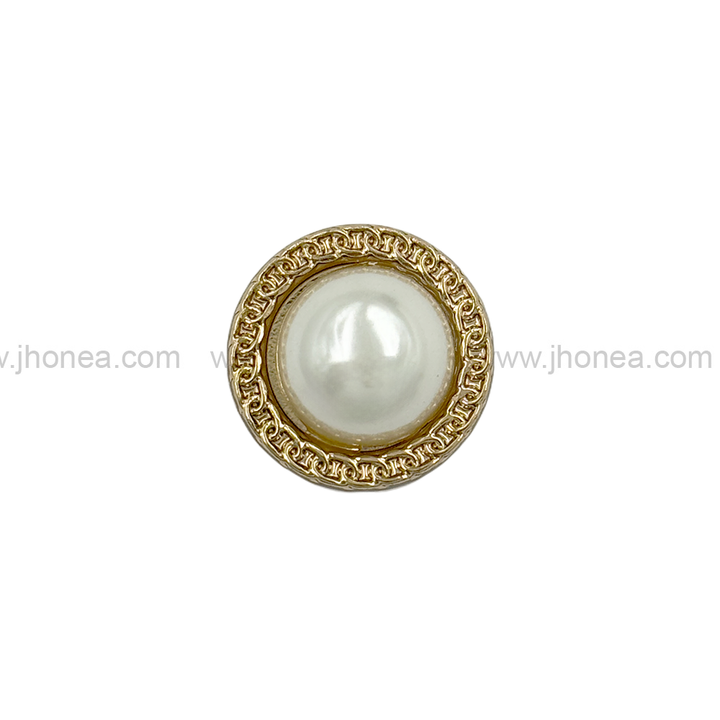 Shiny Gold Round Shape with Chain-Like Design Rim Pearl Button