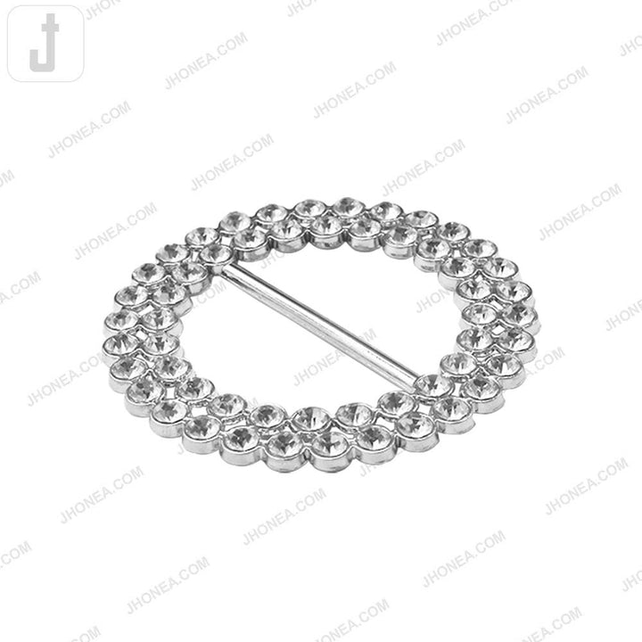 Shiny Sparkling Round Shape 38mm Diamond Belt Buckle