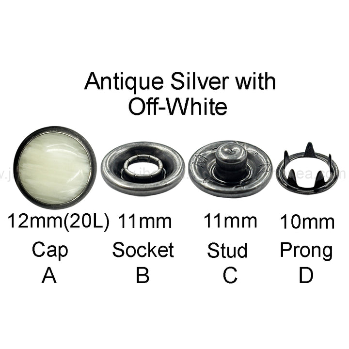 Premium Antique Silver 12mm Prong Snap Fasteners for Designer Garments