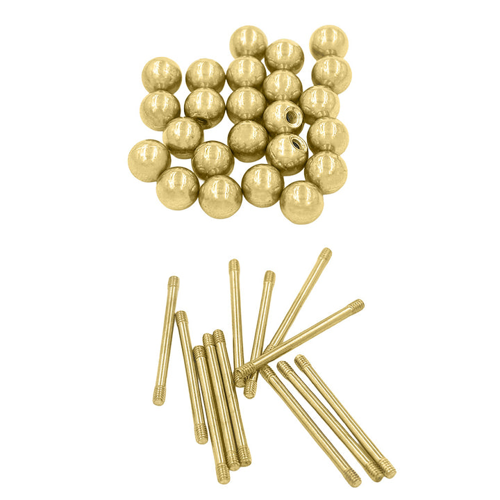 Golden 30mm Ball Barbell Pipe Style Metal Hardware Accessory