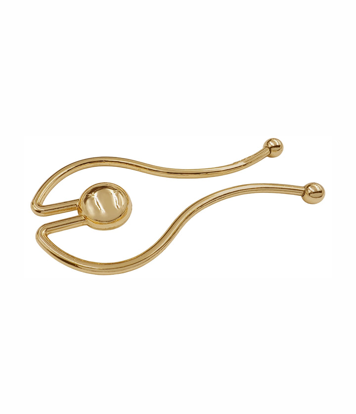 Elegant Curved Gold Buckle with Smooth Symmetrical Design for Belts/Dresses