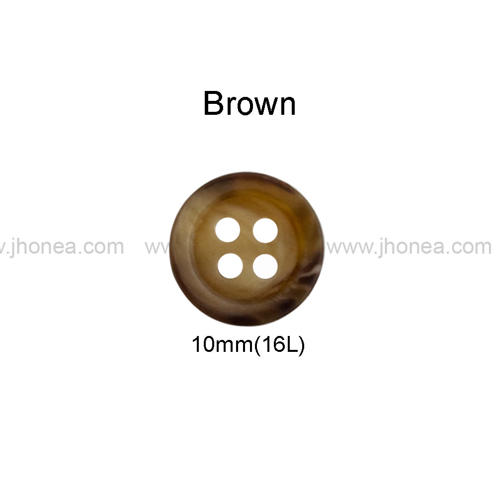 Brown  10mm (16L) Round 4-Hole Buttons for Men/Women/Kids Clothing