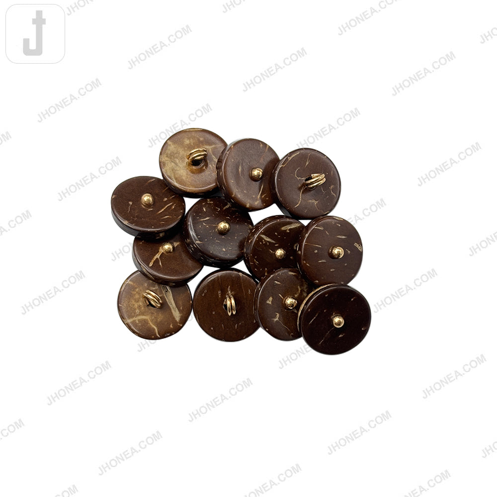 Classic Down Loop Coco Shell Button with Center Metal Dot Design