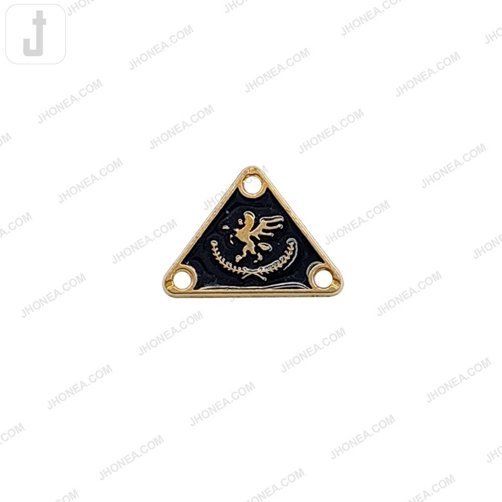 Elegant Triangle Metal Clothing Accessory with Black Enamel Accent