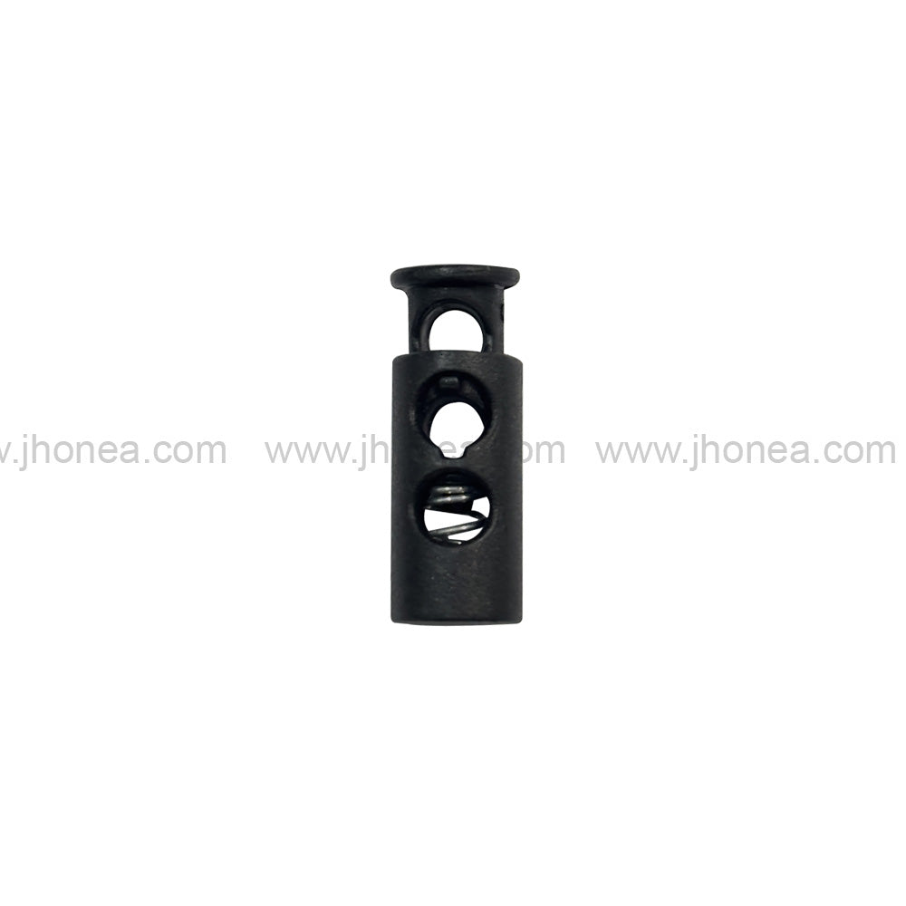 Matte Black Two-Hole Spring Plastic Cord Lock for Hoodies