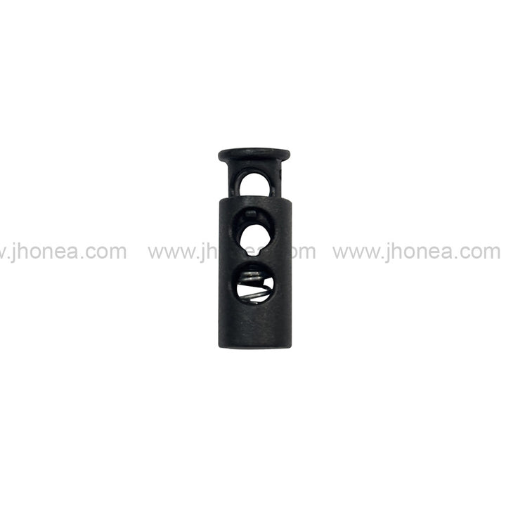 Matte Black Two-Hole Spring Plastic Cord Lock for Hoodies