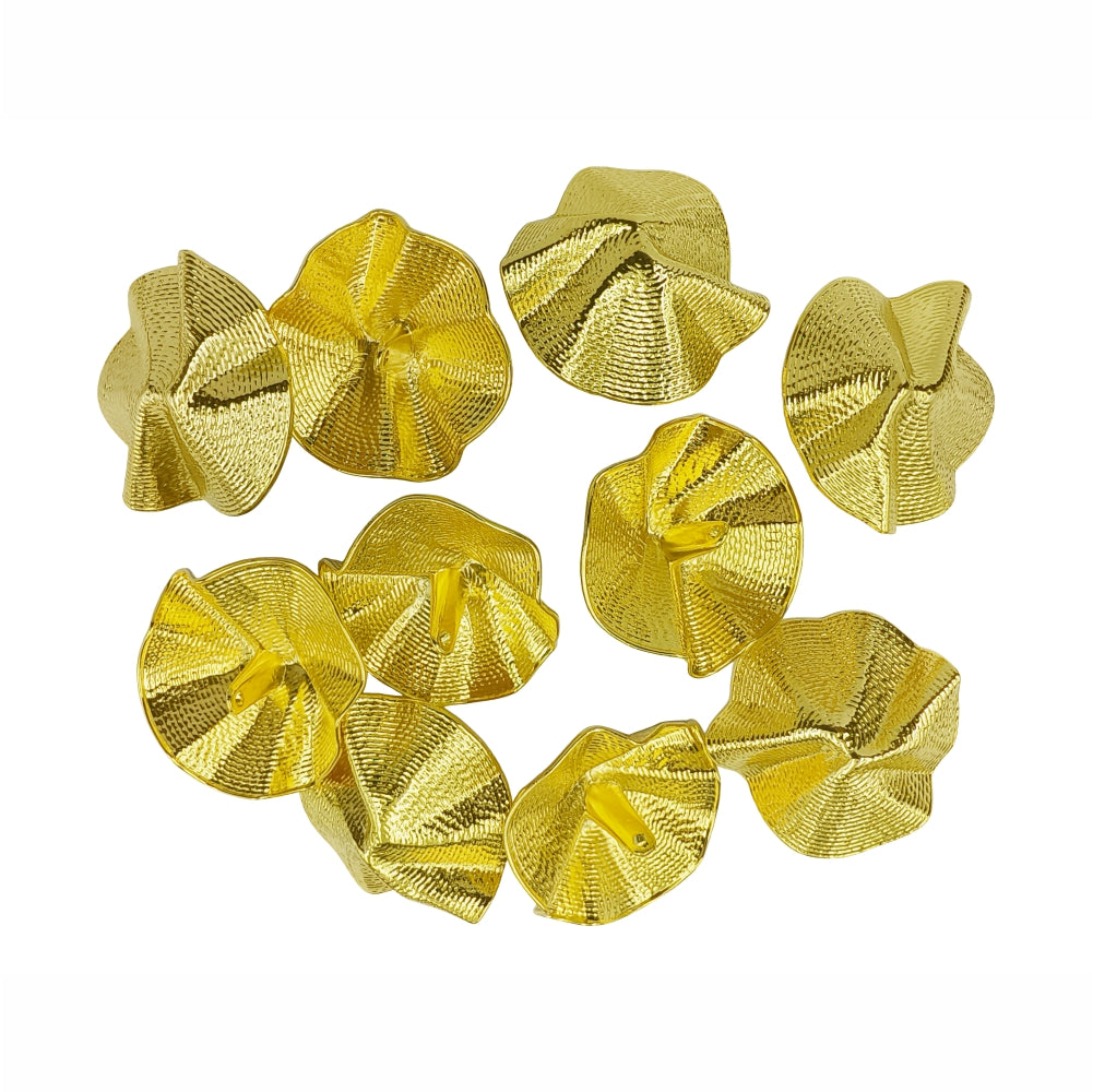 Floral-Inspired Shiny Finish Metal Button with Downhole Loop