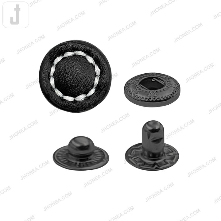 20mm Decorative PU Leather 4-Part Snap Buttons