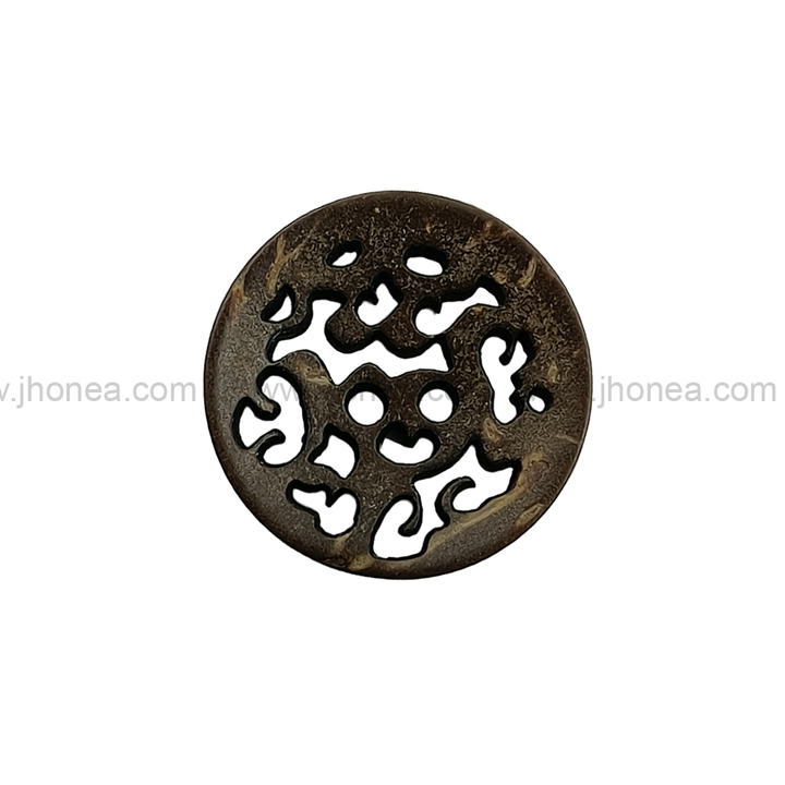 Beautiful Round Shape 2 Hole Cutwork Design Coconut Shell Buttons