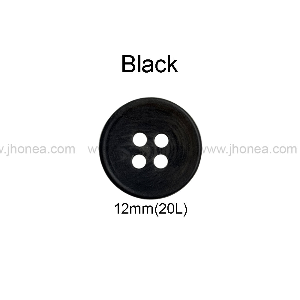Classic Black Round 4-Hole Kurta Button for Traditional Wear
