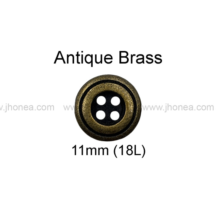 Vintage Reversible 4-Hole Double Rim Round Metal Buttons