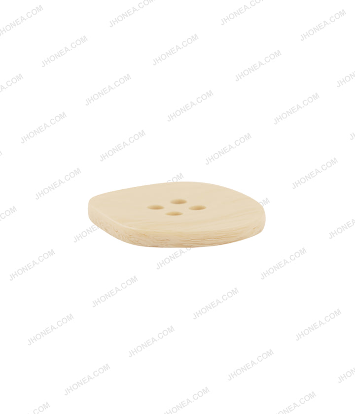 Uneven Shape Beige Color 4-Hole Decorative Poly Button