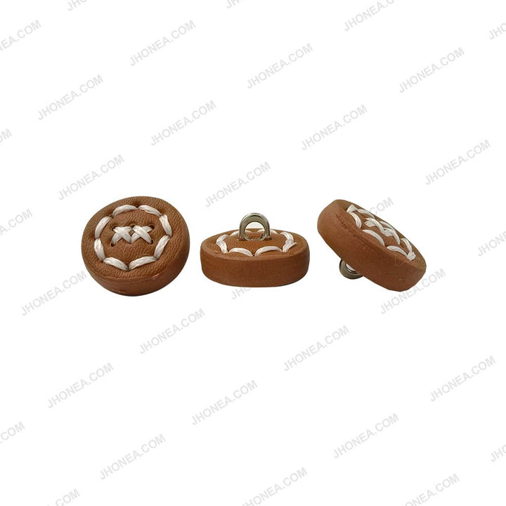 17mm Black and Brown PU Leather Downhole Loop Buttons