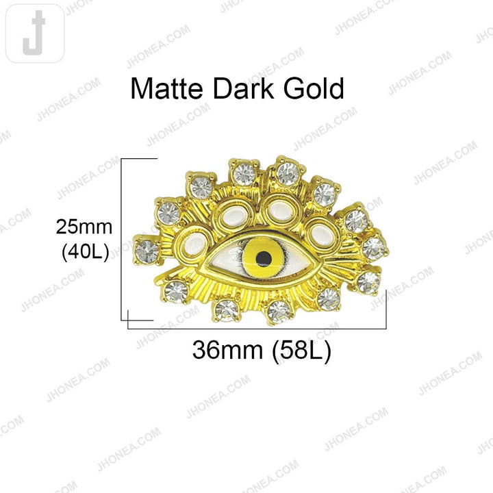 Fancy Eye Metal Button with Diamond Accents for Designer Wear