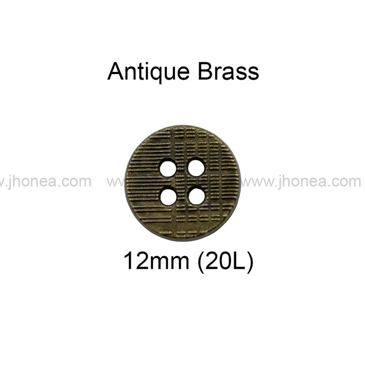 Textured 4-Hole Round Shape Reversible Metal Buttons