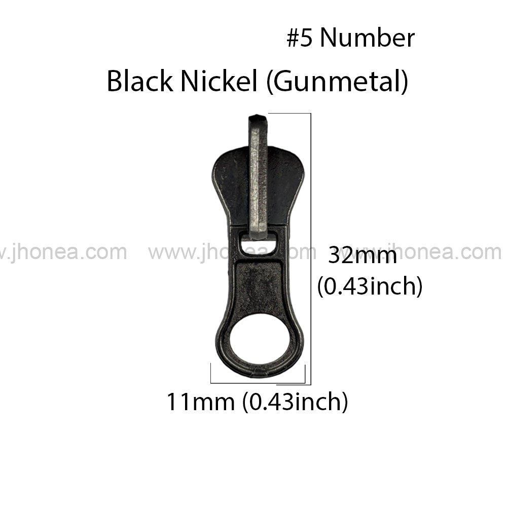 Classic #5 Gunmetal Swivel Handle Metal Zipper Puller