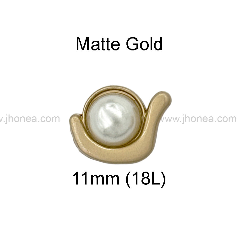 Matte Gold Decorative Pearl Button with Downhole Loop