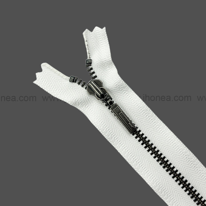 Premium #3 Number Gunmetal with White Decorative YKK Metal Zipper for Hoodies & Jackets