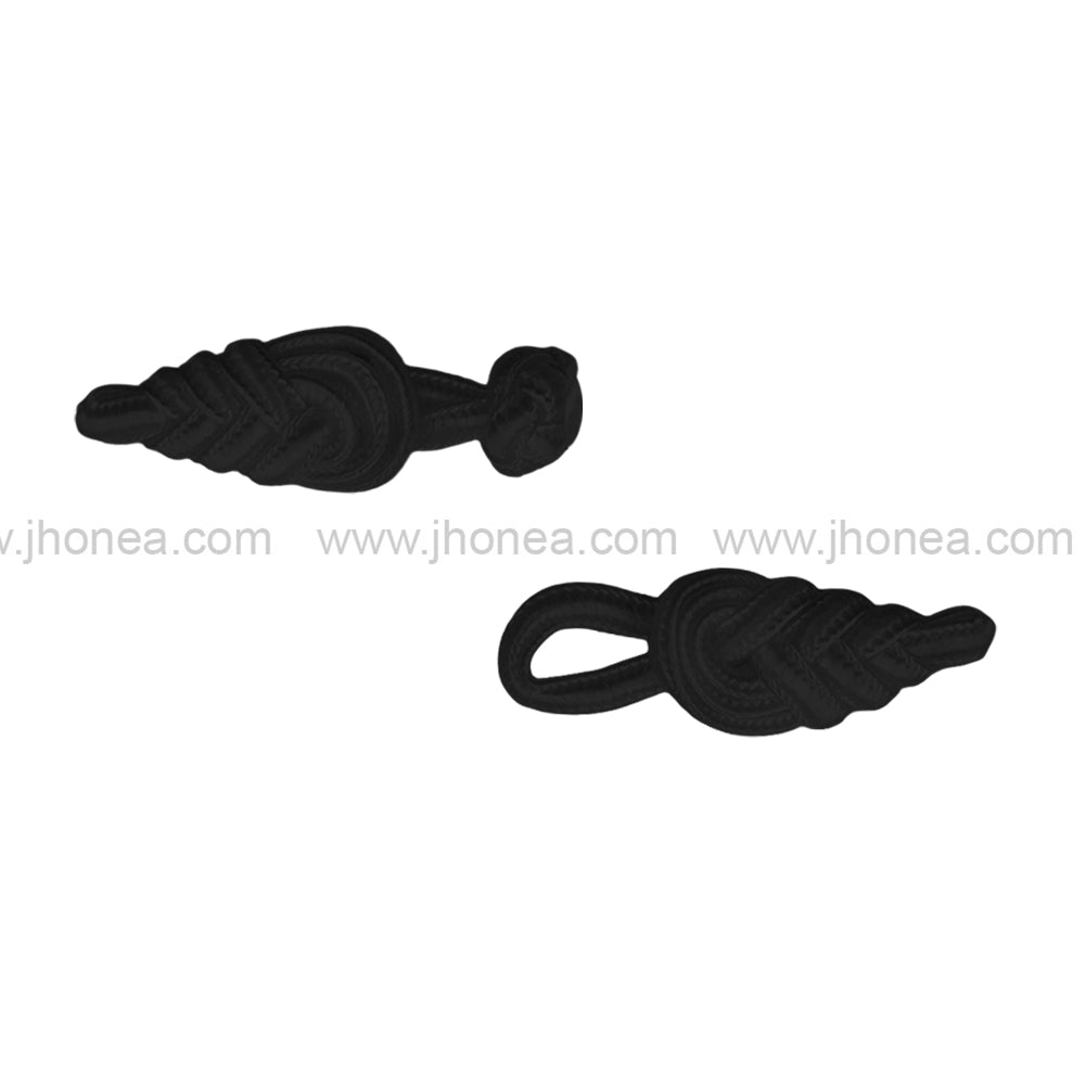 Black/White Ornate Collar Embellishment with Braided Detailing Frog Closure