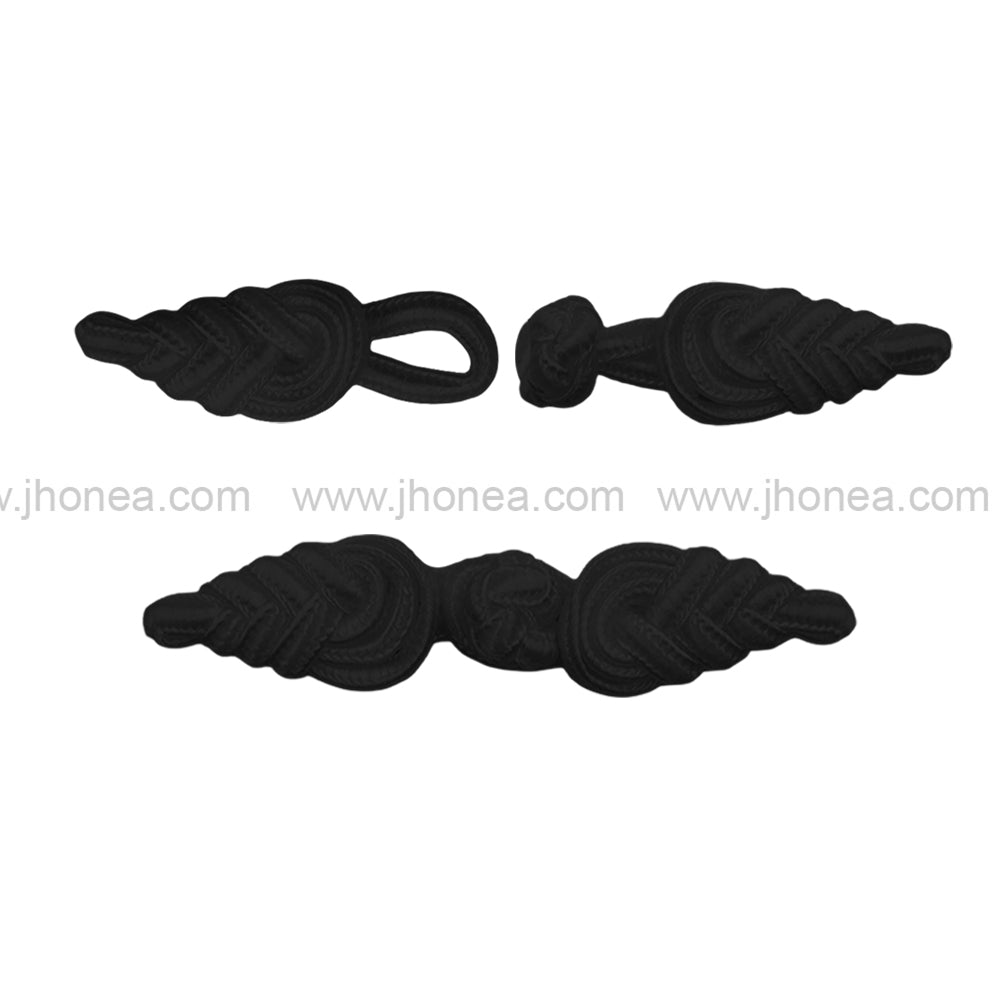 Black/White Ornate Collar Embellishment with Braided Detailing Frog Closure