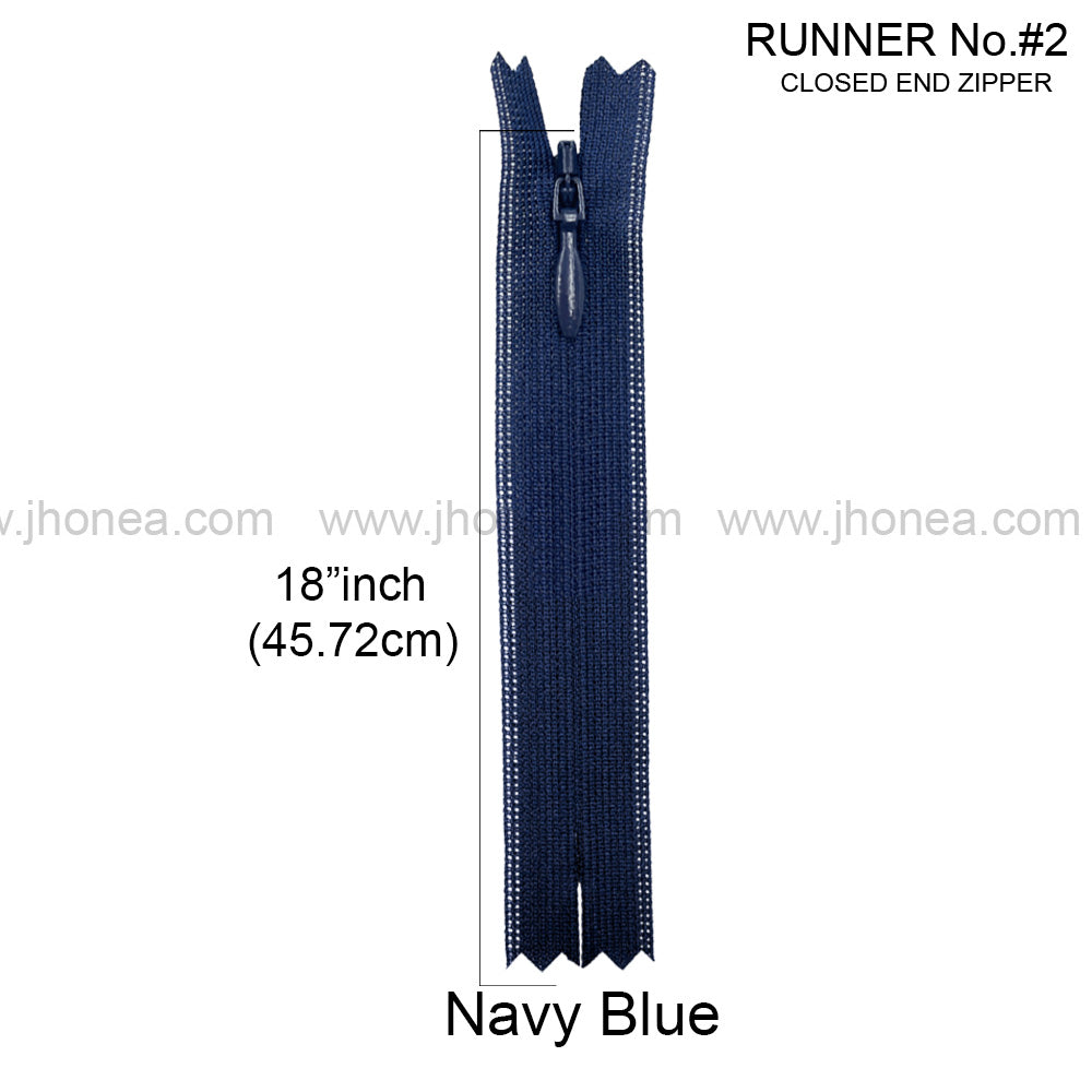YKK #2 Invisible Closed-End Concealed Zipper 18 Inch Assorted Colors Pack of 60 Pieces