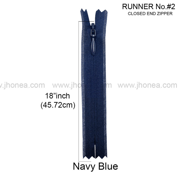 YKK #2 Invisible Closed-End Concealed Zipper 18 Inch Assorted Colors Pack of 60 Pieces