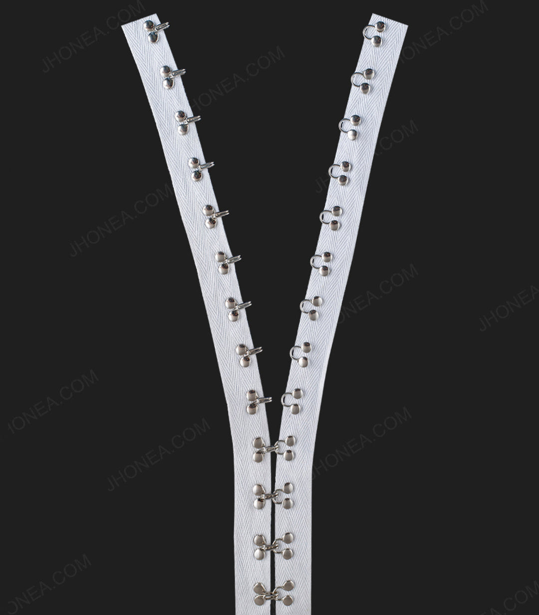 Classic Riveted Hook & Eye White Lace