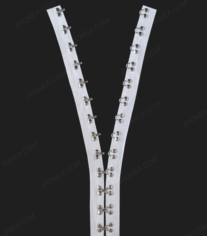 Classic Riveted Hook & Eye White Lace